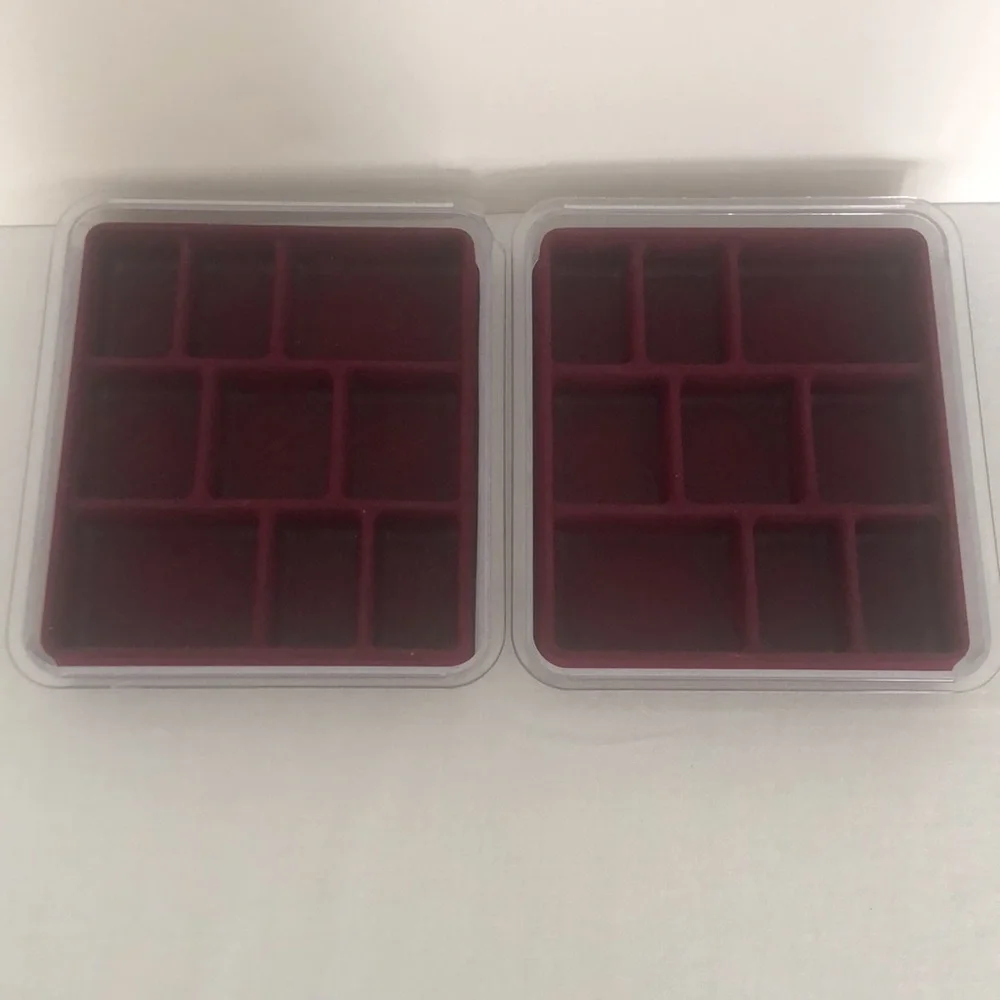 Two Velvet Jewelry Trays with Lids